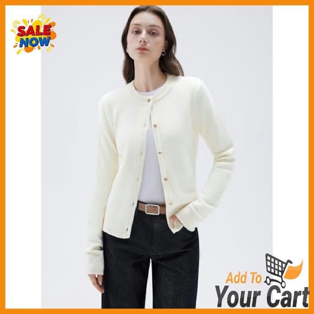 Chunky Cashmere Cardigan Women's Sweater Button Up Long Sleeve Knit - Picture 4 of 8